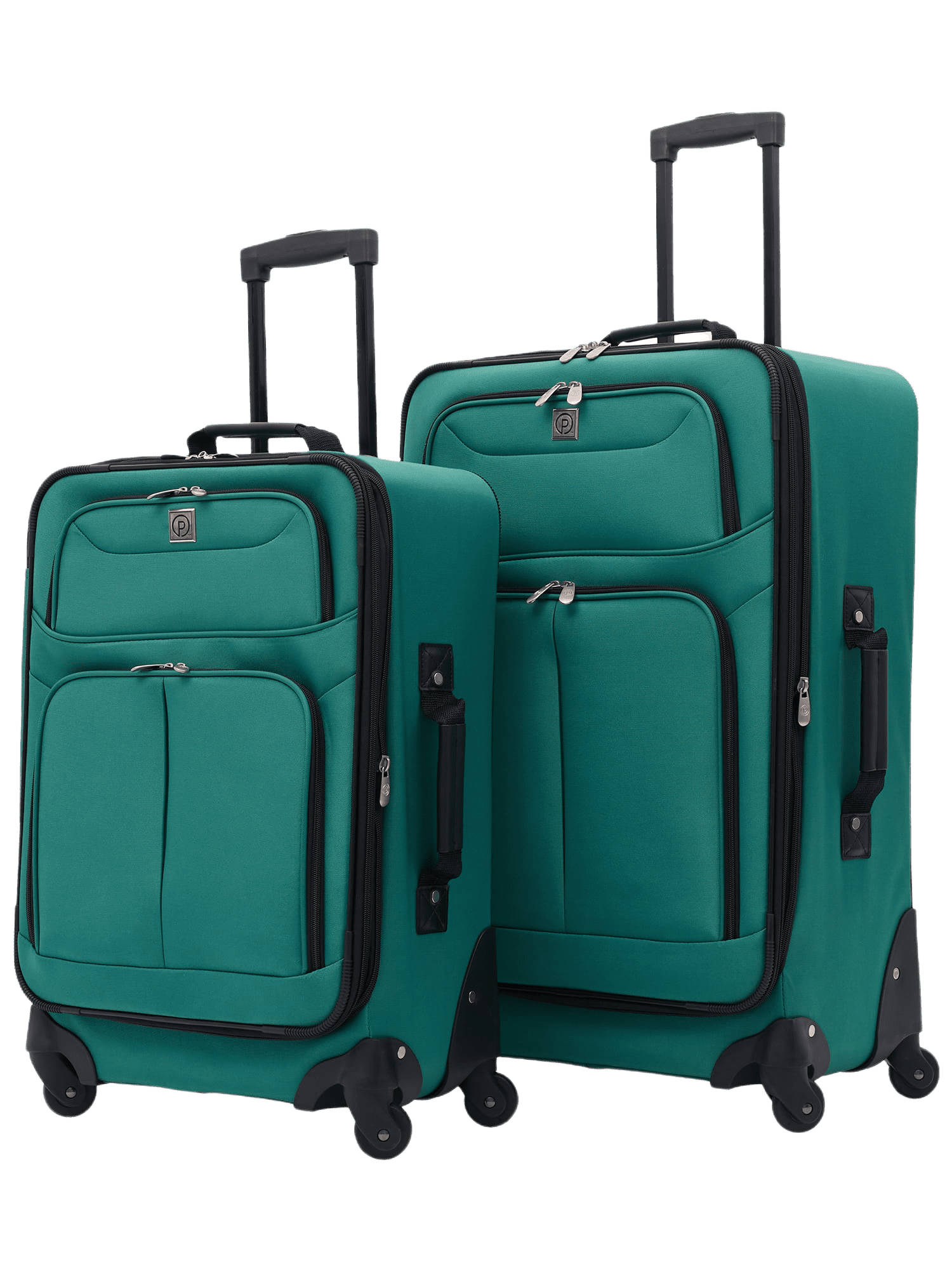 2 Pc Softside Spinner Luggage Set 21” and 25” Checked Teal