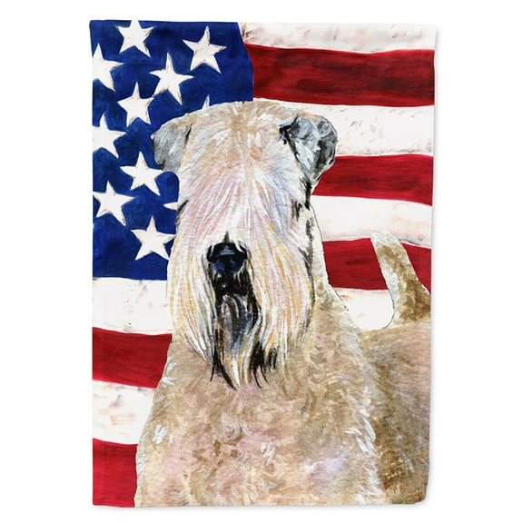 USA American Flag with Wheaten Terrier Soft Coated Garden Flag