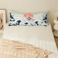 thumbnail image 3 of Long Body Pillow Cover/Case with Hidden Zipper, Waves and Sunset Ukiyo-e Pattern Printed, 20x54 inches, 3 of 7
