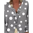 thumbnail image 3 of Gvmfive Women Polka Dot Print Long Sleeve Tunic Blouse Casual Tops, 3 of 4