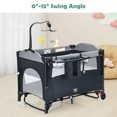 Gymax Baby Foldable 5 in 1 Nursery Center Toddler Bedside Crib W/ Music Box Black