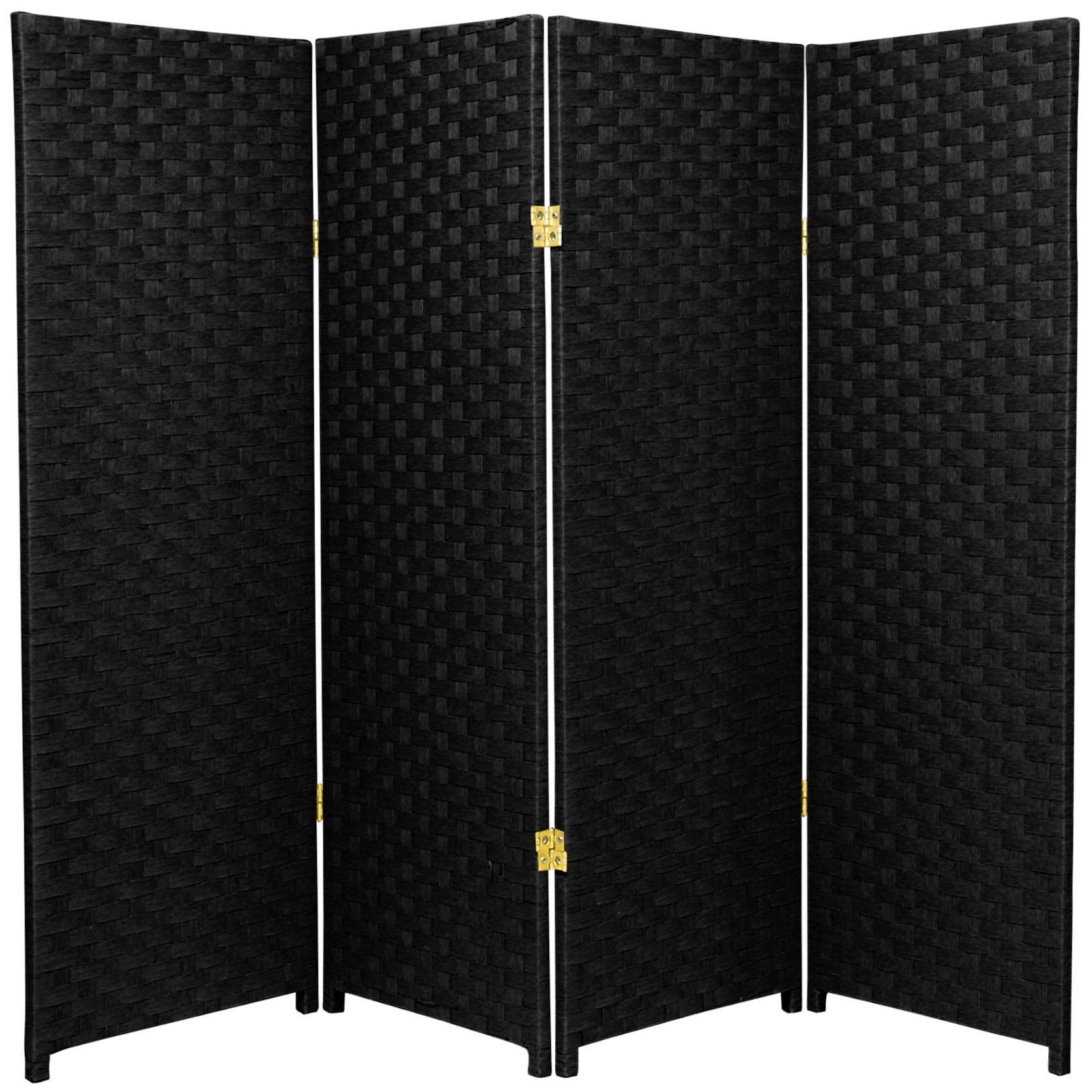 4 ft. Tall Color Dyed Fiber Weave Panel Screen Room Divider - Black - 4 Panel
