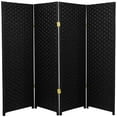 thumbnail image 2 of 4 ft. Tall Color Dyed Fiber Weave Panel Screen Room Divider - Black - 4 Panel, 2 of 2