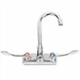 thumbnail image 2 of Commercial Stainless Steel 4" Center Wall-Mount Gooseneck Faucet for Hand Sink with Wrist Handle Levers, 2 of 3
