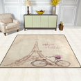 thumbnail image 3 of FREEAM Bonjour Paris Eiffel Tower Bike Vintage Area Rug Mat for Living Dining Dorm Room Bedroom Home Decorative 5'3"x4', 3 of 6