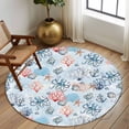 thumbnail image 2 of Large Round Rug 8Ft Washable Non-Slip, Blue Ocean Circle Area Rugs for Living Room Bedroom, Summer Coastal Beach Nautical Octopus Corals Indoor Floor Mats Carpet Runner for Home Decor, 2 of 8