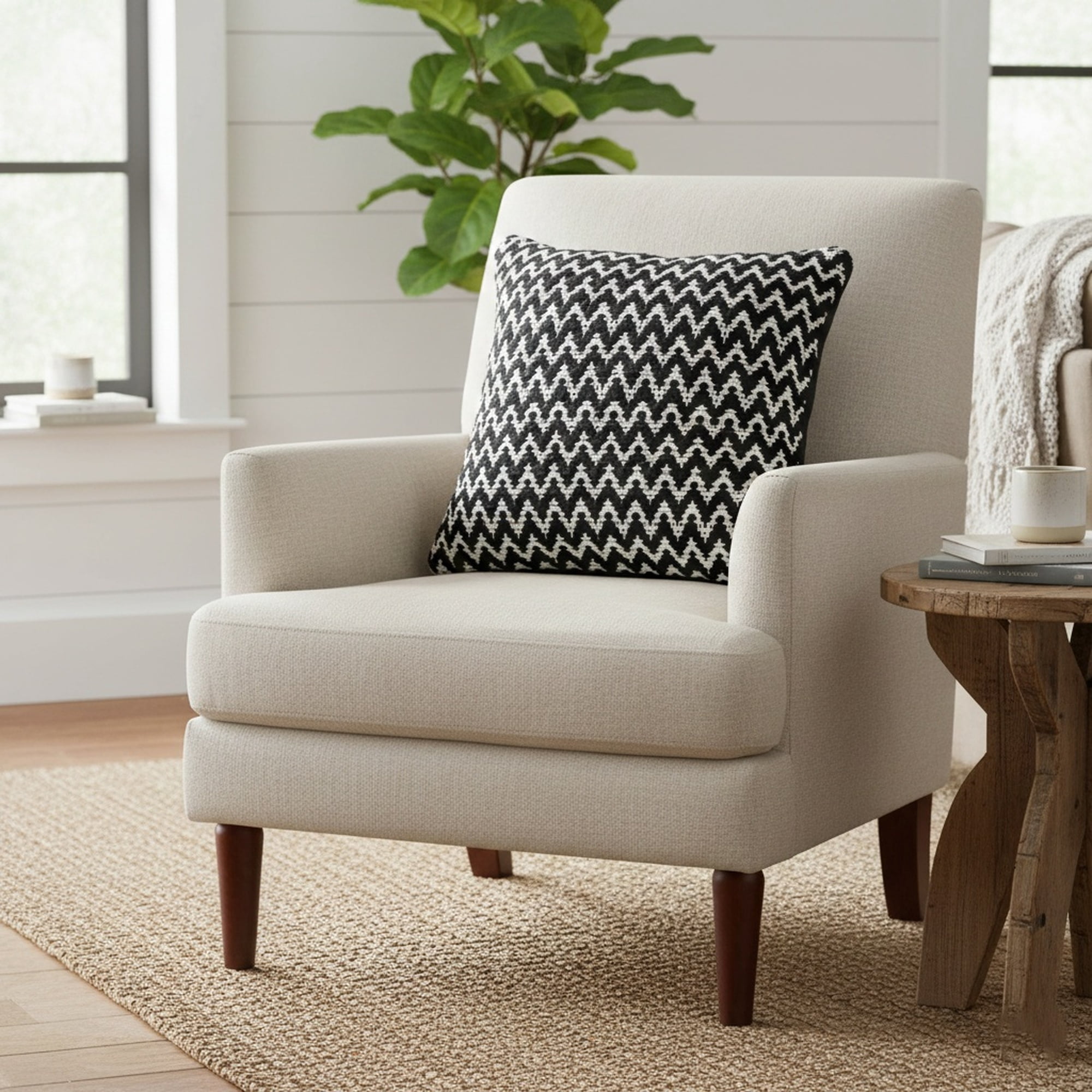 Harlow Hill Indoor Chic Chevron Handwoven Square Throw Pillow, Black / White, 20" x 20"