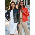 thumbnail image 2 of Jessica London Women's Plus Size Zip Front Leather Jacket, 2 of 6