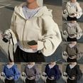thumbnail image 6 of TrendOFT Womens Cropped Zip Up Hoodi Solid Y2K Sweatshirts Long Sleeve Casual Loose Pullover Tops Streetwear Blue L, 6 of 6