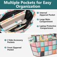 thumbnail image 3 of FORMRS Tote Bag for Women Quilted Large Capacity Travel Work Carry On Shoulder Handbag, Colorful Checkered Pattern, 3 of 7