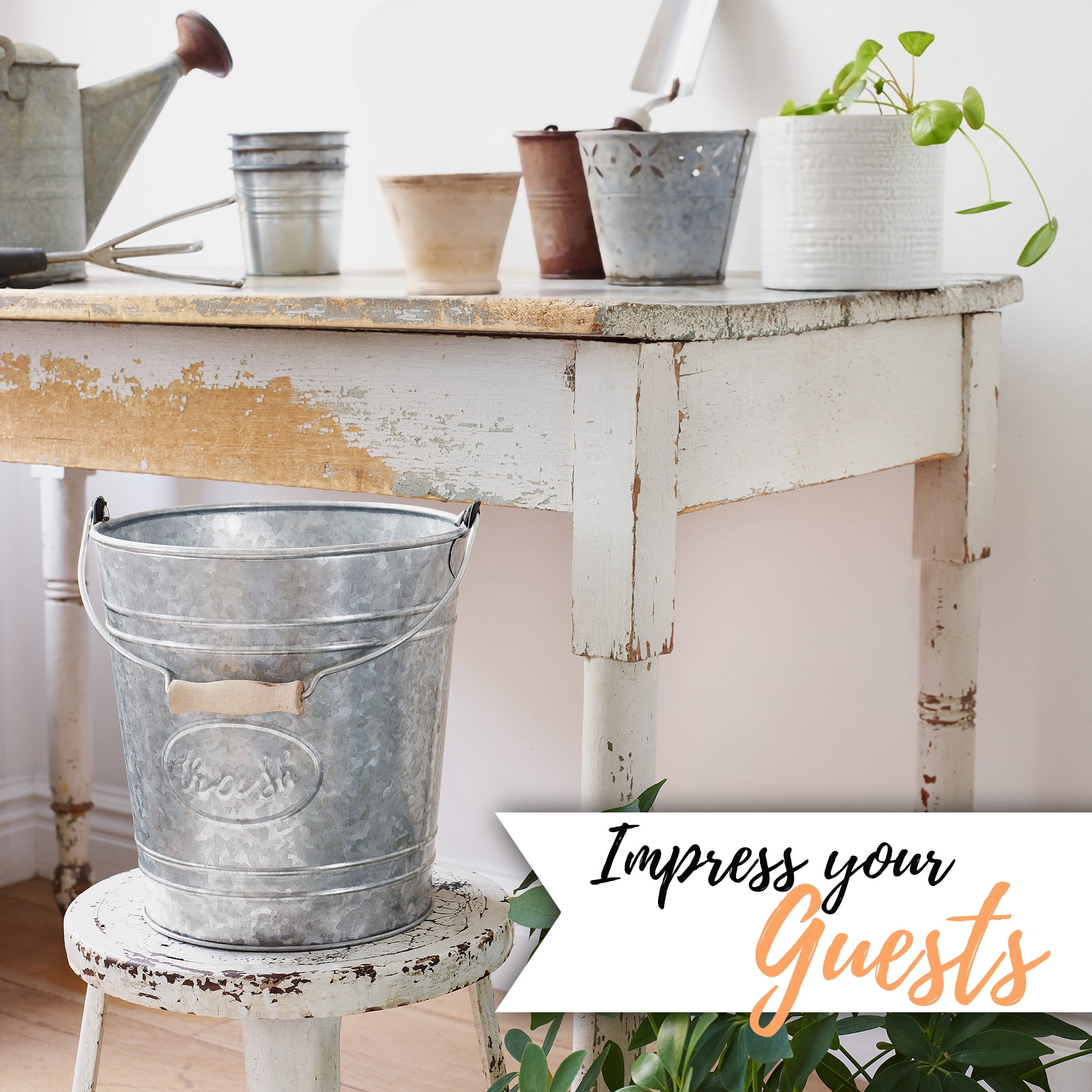 Autumn Alley Farmhouse Galvanized Trash Can Pail Rustic Bathroom Accessories