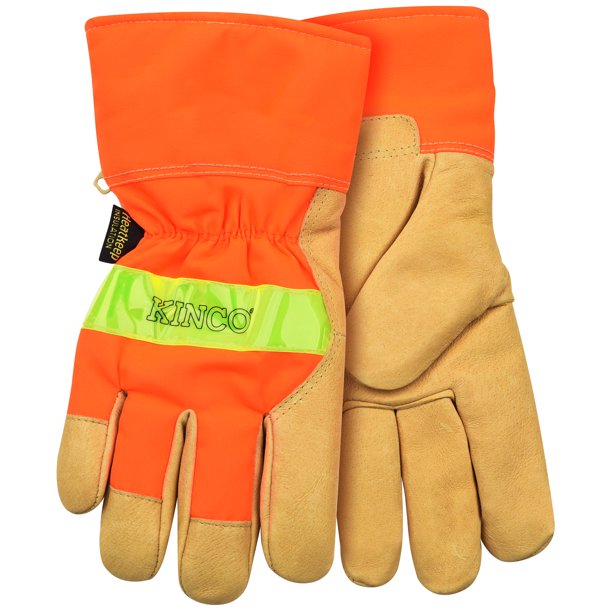Kinco Kinco 1938S Mens Grain Pigskin Leather Palm Gloves, HiVis