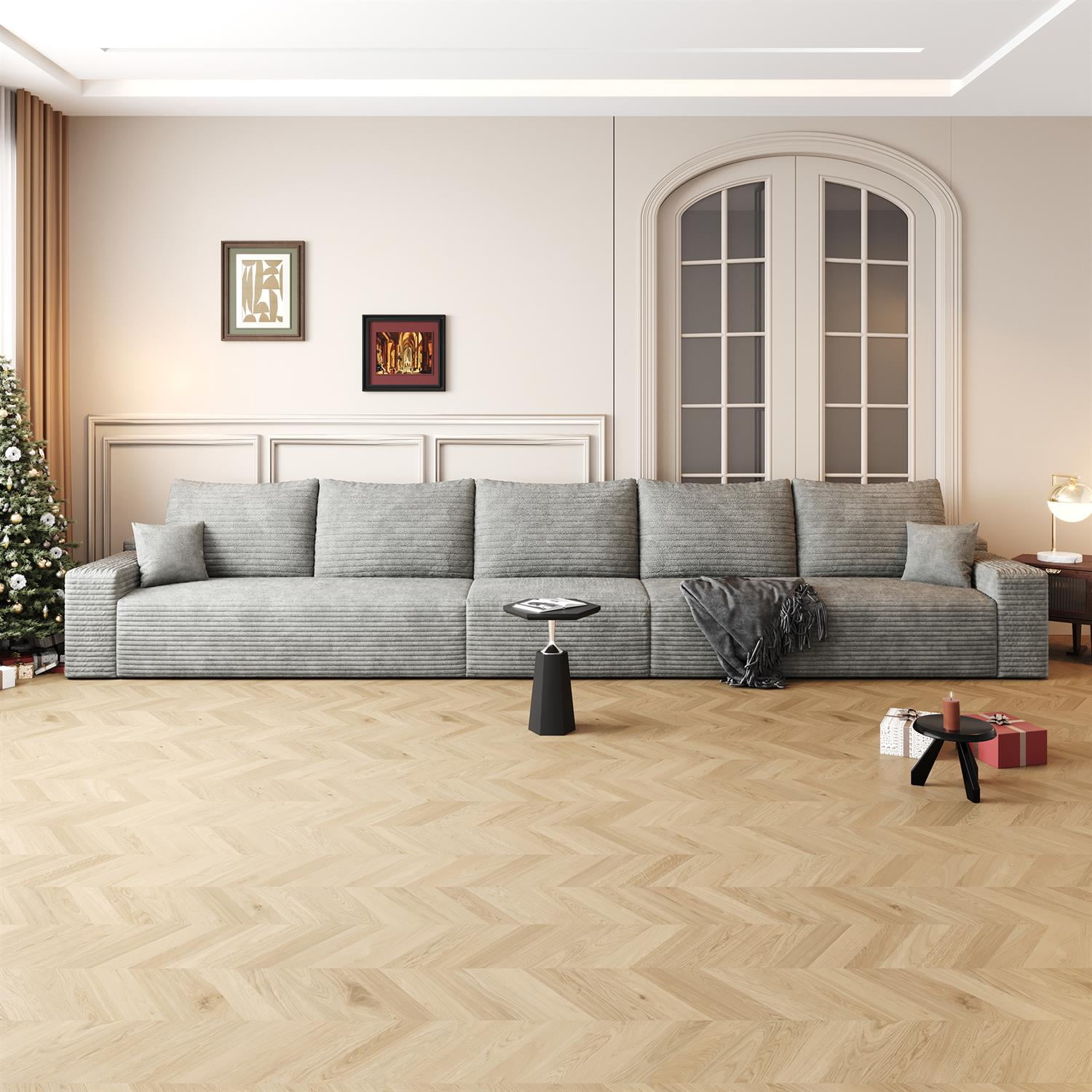 Demi Bonn 168" Cloud Sectional Sofa, Modern Modular Deep Seat Upholstered Couch for Living Room & Bedroom, No Assembly Needed, Gray