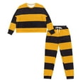 thumbnail image 4 of Yuyamidu Yellow Black Stripes Print Winter Pajama Set for Women Soft Clothing Pajama Set of 2 Personalized Relaxed Home Wear Size M Comfy Sleepwear with Pockets, 4 of 7