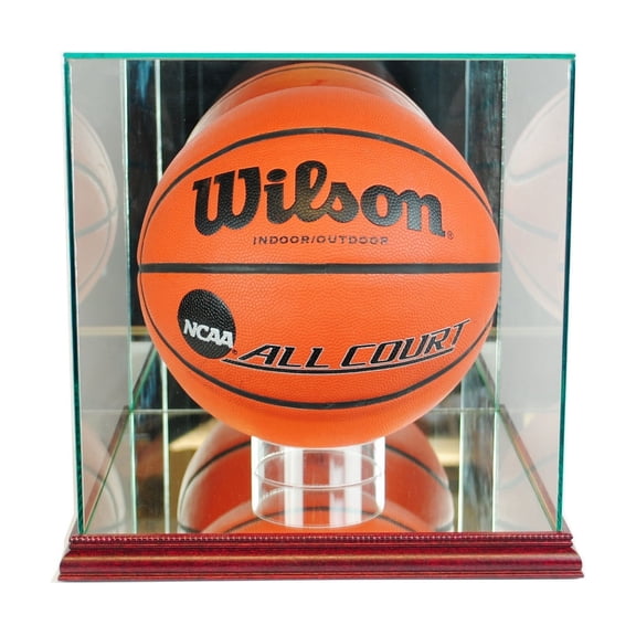 Perfect Cases Basketball Glass Display Case, Cherry