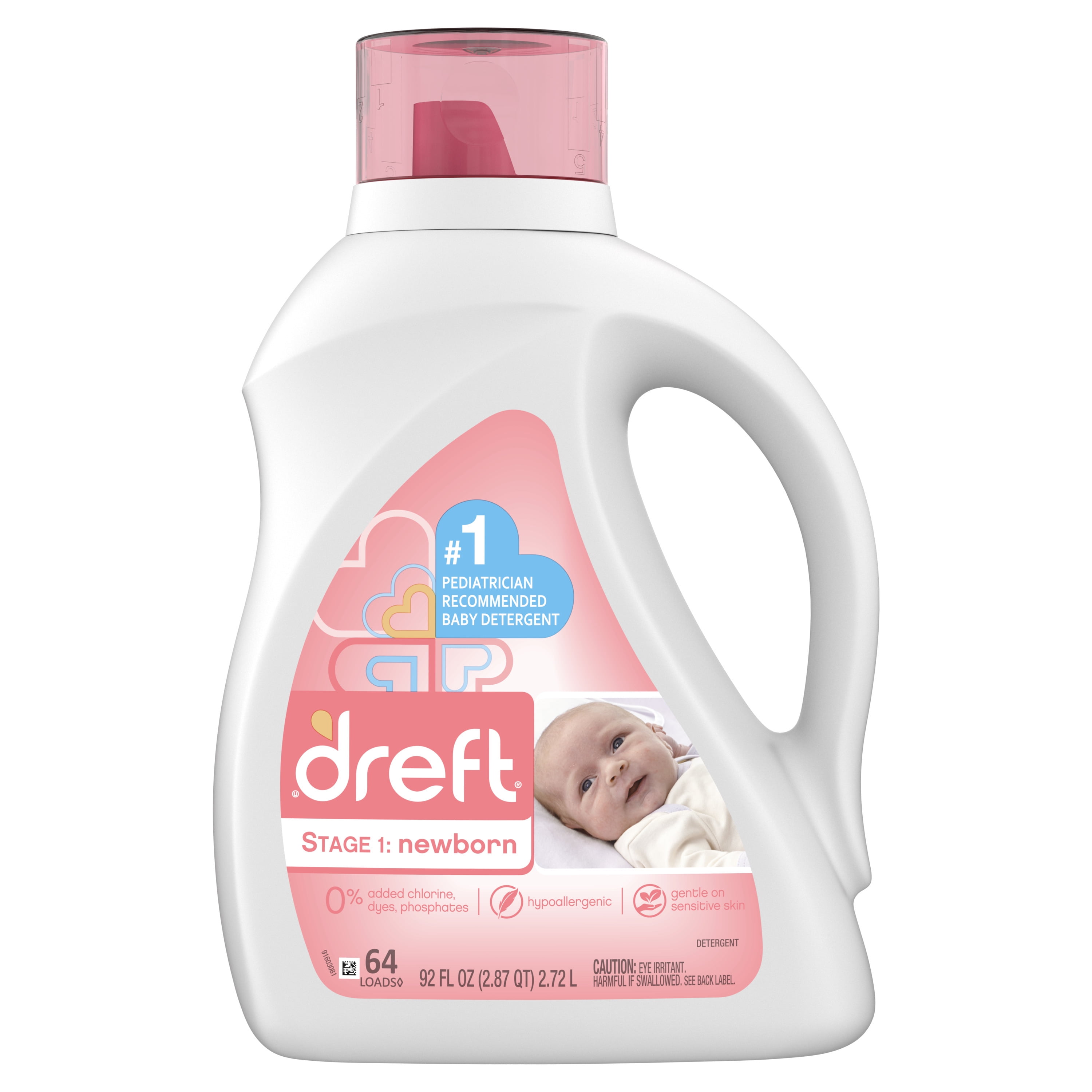 Dreft Stage 1: Newborn Baby Liquid Laundry Detergent, 64 Loads 92 fl oz