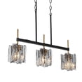 thumbnail image 3 of LNC Tucana 3-Light Modern/Contemporary Ribbed Glass Linear LED Large Hanging Pendant Light, 3 of 11