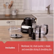 BLACK+DECKER Food Processor and Vegetable Chopper, 8-Cup Capacity, 450W, Stainless Steel Blades, Grate, Shred, Slice, Mince, Puree, Black, FP4100B