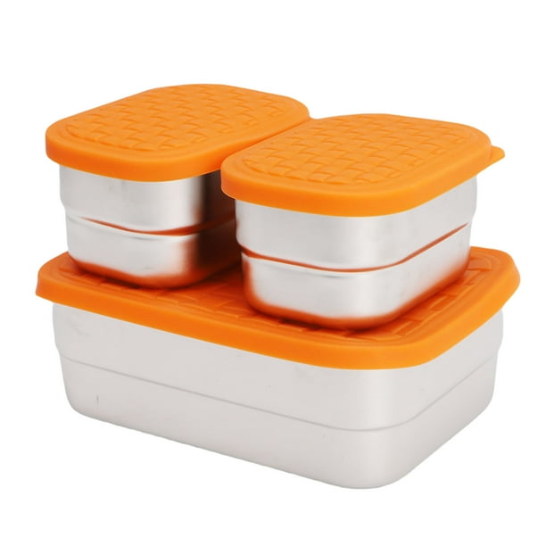 Contenedor De Almuerzo Reutilizable, 3 Recipientes De Comida De Acero Inoxidable A Prueba De Fugas Con Tapas De Silicona Para El Trabajo