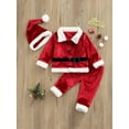 thumbnail image 2 of Gzhioc Toddler Baby Boys Girls Christmas Fall Clothing Set 3 6 12 18 24 Months 2T 3T Santa Claus Long Sleeve Cardigan and Trousers  Hat, 2 of 9