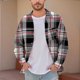 thumbnail image 1 of Blusa y camisa de manga larga con cuello vuelto para hombre, informal, a la moda, con botones, estampado a cuadros, blusa elástica de manga larga con cuello vuelto, blusa de poliéster para hombre, 1 of 5