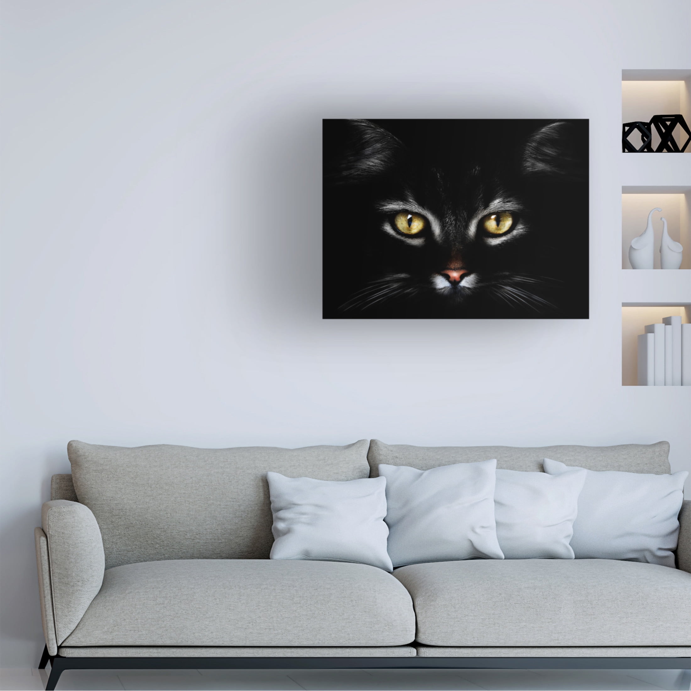 Canvas Wall Art - Antonio Grambone 'Black Cat Portrait' Wall Art for Living Room, Bedroom, or Office Décor by Trademark Fine Art - 47 x 35 Inches