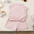 thumbnail image 6 of Toddler Boys and Girls Summer Clothes Sleeveless Ribbed Solid Tank Top and Shorts Casual Outfit Pink 2-3 Years, 6 of 7