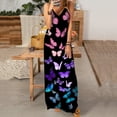 thumbnail image 1 of SMihono Été Boho Maxi Robe pour les Femmes Plus Size Femmes Été Mode Fronde V-Cou Sans Manches Papillon Impression Slim Plage Robe Plage Swing Sundress, 1 of 4