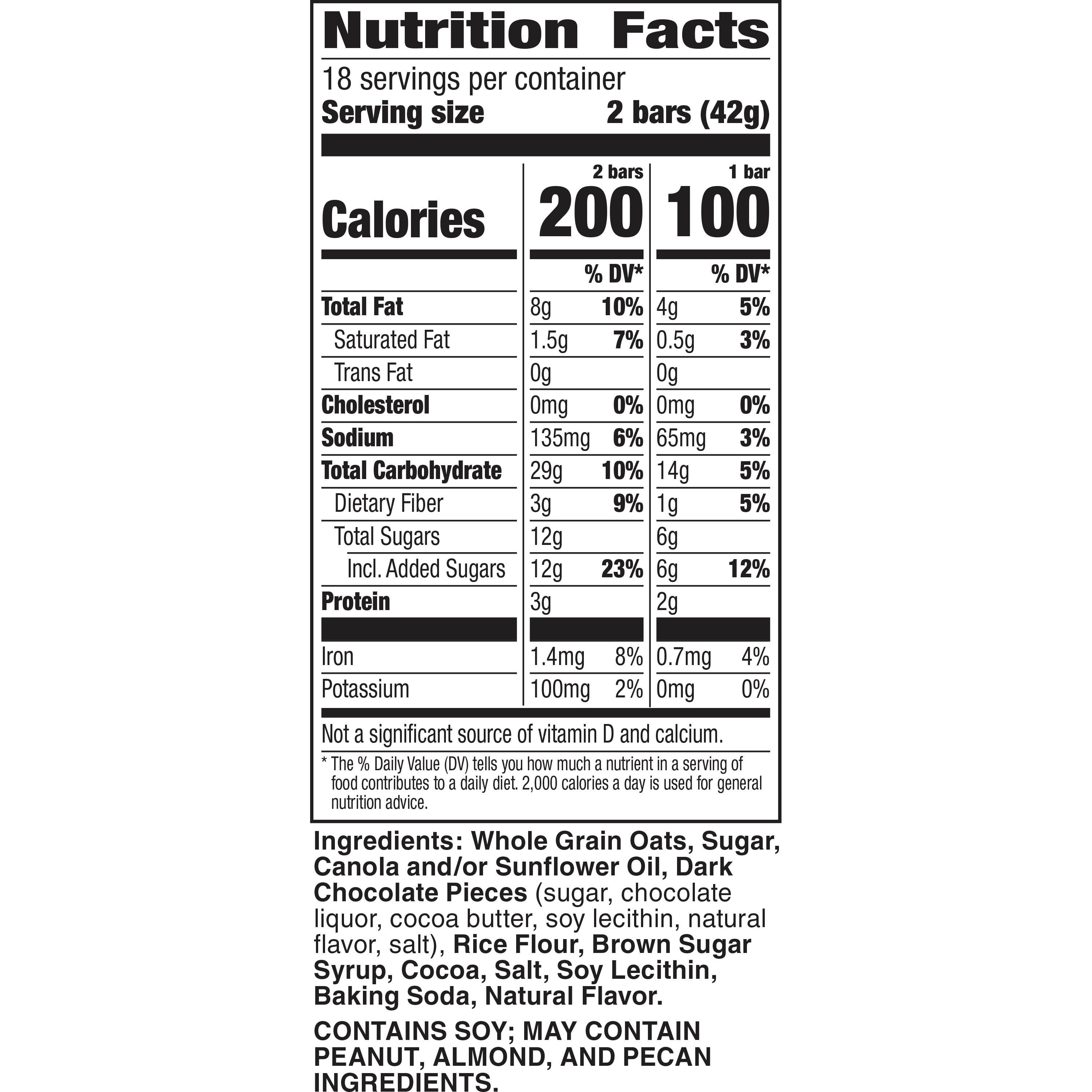 Nature Valley Crunchy Oats 'n Dark Chocolate Granola Bars, 36 Bars, 26.82 OZ  (18 Pouches)