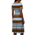 thumbnail image 6 of Minjewel Women's Striped Shift Dress with Breton V-Neck - Short Sleeve Summer Dress, Loose Flowy Beach Party Outfit, Comfy Vacation Mini Dress,Brown,3XL, 6 of 6