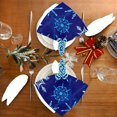 thumbnail image 4 of GZHJMY Christmas Cloth Napkin Blue Snowflake Kitchen Dining Table Decor for Family Gathering Party Everyday Use Dinner Napkin Holiday Xmas Gift 4 Pack 20" × 20", 4 of 6