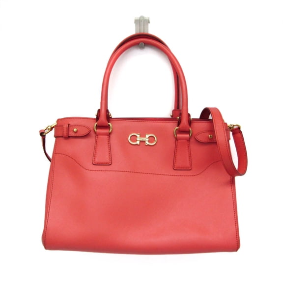 Pre-Owned Salvatore Ferragamo Gancini GG-21 D940 Women's Leather Handbag,Shoulder Bag Salmon...