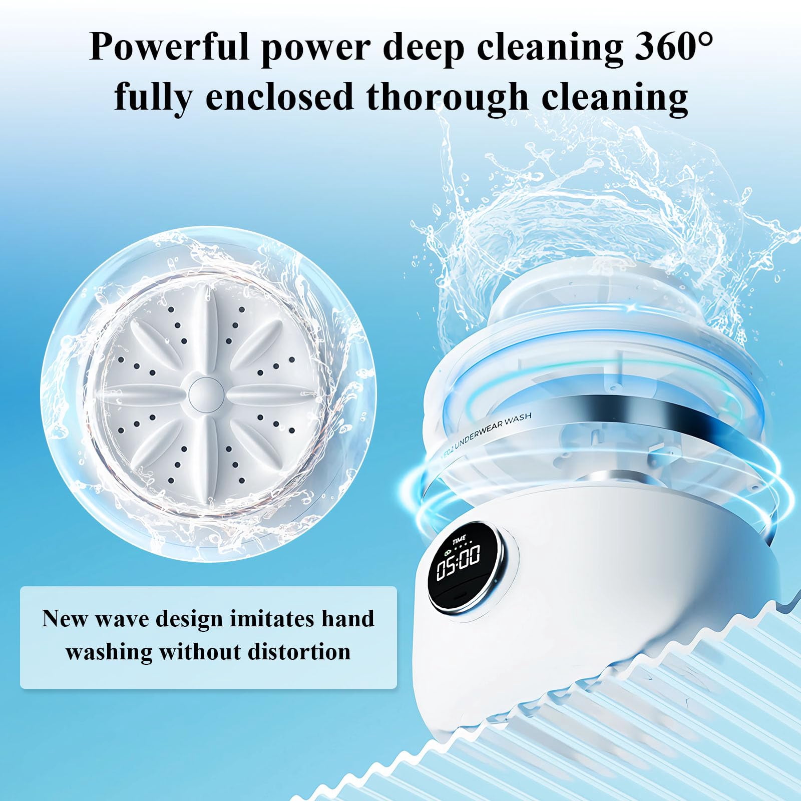 Portable Washing Machine, Rechargeable 4000mAh Cordless Mini Washing Machines, 1L Underwear Washing Machine, Collapsible Compact Washer for Baby Clothes/Underwear/Camping/RV Travel/Apartment