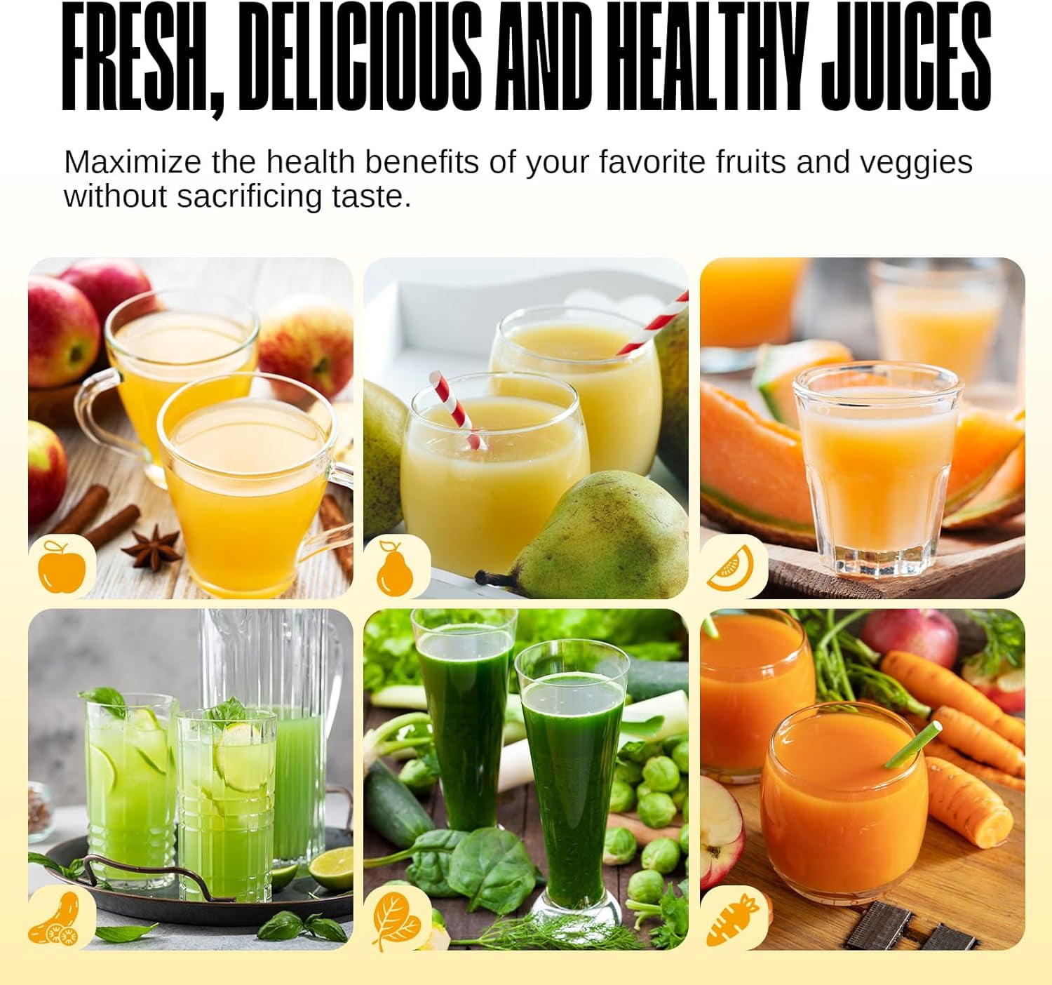 Ginnie  Cold Press Juicer, Small Slow Masticating Juicer for Vegetables and Fruits, High  Yield, Easy to Clean, Space-Saving, Fit for Personal/Travel/Picnic/Office - Yellow