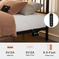 thumbnail image 3 of GUNAITO Full Size Floating Bed Frame Metal Platform Bed with LED Lights & Charging Station Modern Bed with Headboard and Under-bed Storage Black, 3 of 9