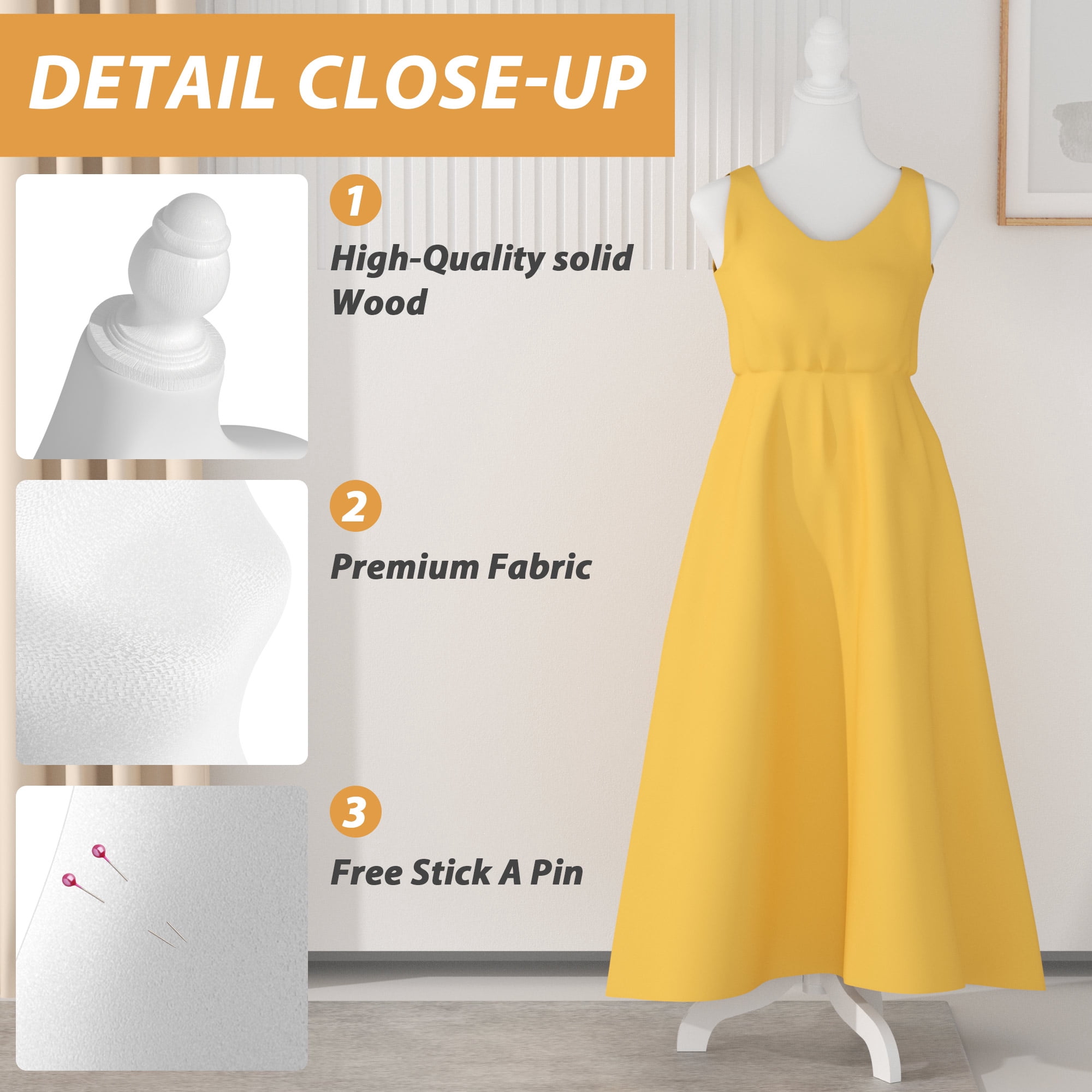 YRLLENSDAN Mannequin Body Dress Mannequin With Stand 49.6-63.4 Inch Height Adjustable Wooden Tripod Stand High Density Foam Sewing Mannequin Female Mannequin Full Body Dress Forms Dress Form  (White)