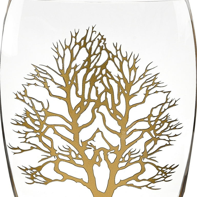 12 Mouth Blown Frosted Crystal European Made Tree Of Life Vase 12 Mouth Blown Frosted Crystal European Made Tree Of Life Vase