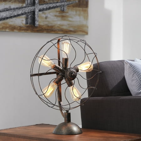 Decmode - 24 Inch Eclectic Iron Radial Fan Light With Five Led Bulbs