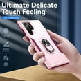 thumbnail image 5 of ELEHOLD for Samsung Galaxy S23 Ultra 6.8" Rugged Case 360 Rotating Metal Ring Stand Kickstand Function Support Magnetic Car Mount Holder Shockproof Protective Case,Pink+Rose, 5 of 9