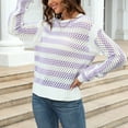thumbnail image 6 of Lovskoo Sweaters for Women Color Block Oversized Long Sleeve Sweaters Fall Winter Casual Loose Crewneck Ribbed Knit Pullover Sweater Purple, 6 of 9