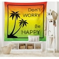 thumbnail image 2 of Rasta Tapestry, Dont Worry Be Happy Music Words of Iconic Singer Palms Ombre Colors, Fabric Wall Hanging Decor for Bedroom Living Room Dorm, 5 Sizes, Lime Green Yellow Black, by Ambesonne, 2 of 9