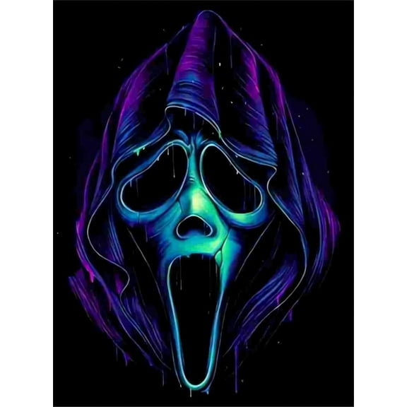 5D Scream Diamond Art Painting Kits for Adult Thriller Full Round Drill DIY Paint With Diamonds Art Crystal Embroidery Cross Craft Stitch Art Wall Office Decoration 12x16 inch