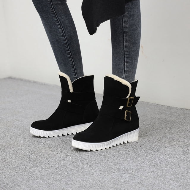 Botas de nieve Otoño e invierno Punta redonda Moda Botas cortas peludas cálidas Botas de gran tamaño Botas de mujer Wmkox8yii ghj1678