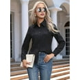 thumbnail image 5 of Super Soft Wrinkle Free Button Down Shirts for Women Solid Long Sleeve Striped Formal Work Dress Blouses Tops Black XL, 5 of 8