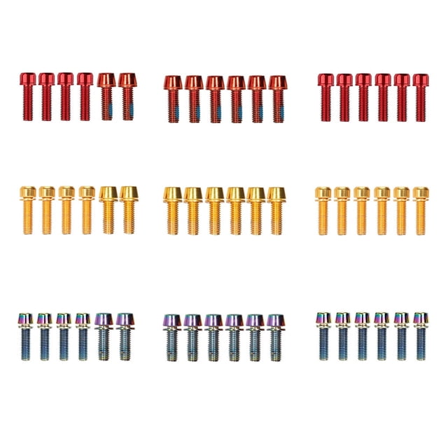 maskred Pack de 6 Vis de Tige de Vélo Vélo Riser Hexagone Boulons avec Rondelle Vélo Réparation Entretien Accessoires Coloré M5 5Set