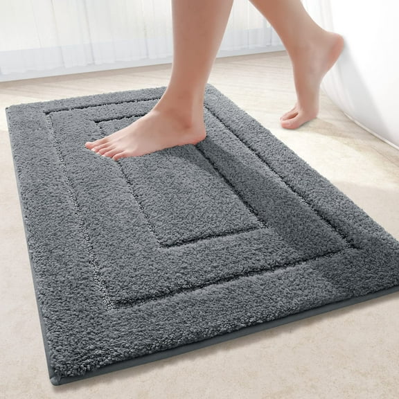 Smiry Microfiber Bathroom Rugs, 20"x30" Soft and Absorbent Bath Rugs, Non-Slip Machine Wash bath mats, Dark Grey