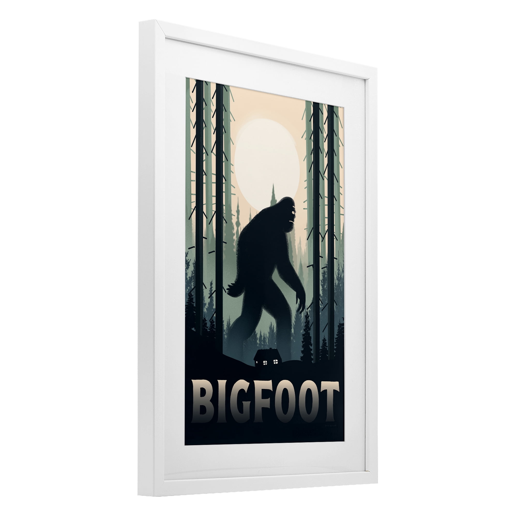 Stupell Industries Forest Creature Cabin in Woods White Framed Print Under Glass, design by Omar Escalante