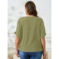 thumbnail image 7 of SHOWMALL Women's Plus Tops Batwing Half Sleeve Boat Neck Shirts Textured Casual T-shirts 4X Light Green, 7 of 7