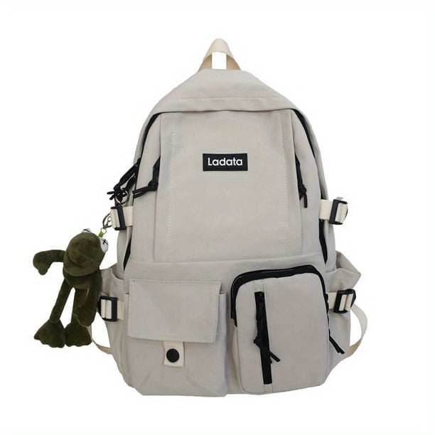 Mochila De Viaje Para Estudiantes De Escuela Secundaria Ajustable De Nailon De Viaje Diario De Gran Capacidad Con Colgante De Rana Para Niños Y Niñas