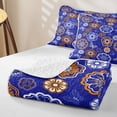 thumbnail image 4 of jejeloiu Bold Floral Quilt King For Men Women,Bohemian Pattern King Coverlet Set,Blue Orange,3 Pieces, 4 of 7